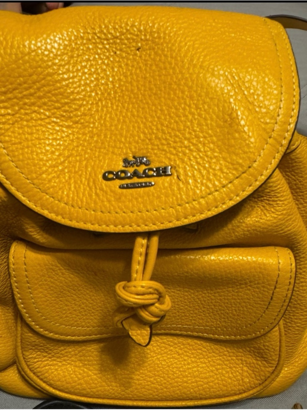 Coach Pebbled Leather Backpack in Yellow - Picture 2 of 2